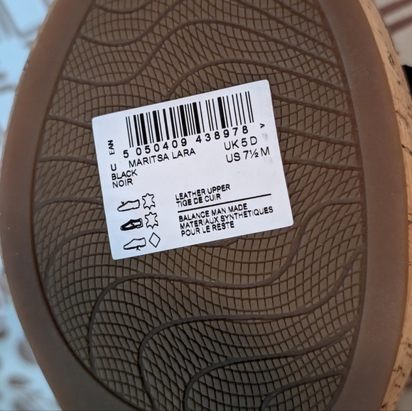 Clark's Black Wedge Sandals with Crisscross Straps and Cork Heel - Picture 4 of 6